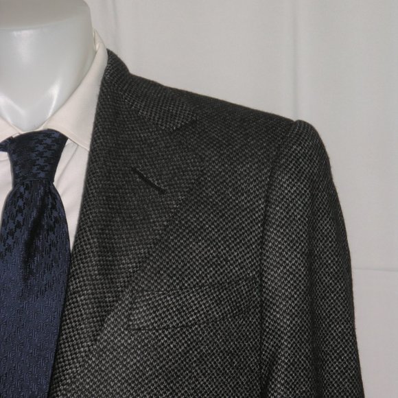 Edgar Pomeroy Custom Gray Birdseye Flannel Three Roll Two Blazer 42R